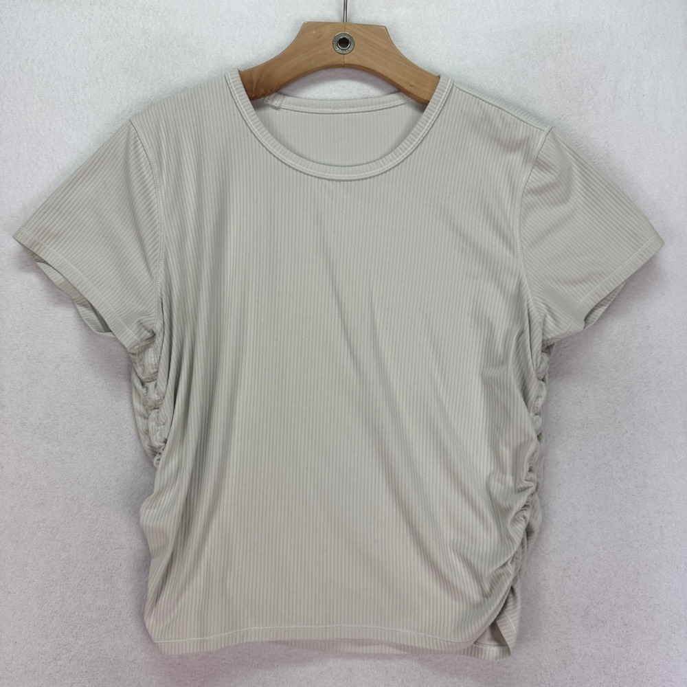 Lululemon Ribbed Contoured Training T-Shirt Ruched Sides Athletic Top Small